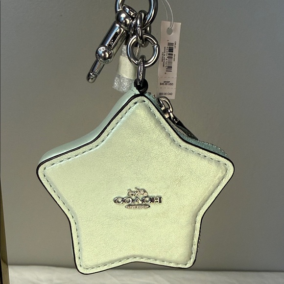 Coach Accessories - Coach Star Bag Charm Keychain Mint Green Leather NWT 3.5"x3"